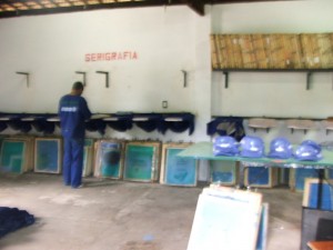 Serigrafia da fábrica de uniformes.