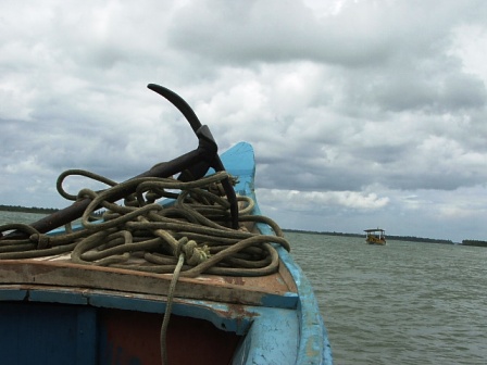 Embarcação indo em direção a Foz do São Francisco em Japaratinga. (Foto : Warner Oliveira)