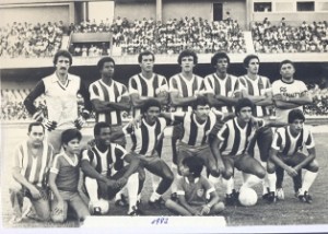 Em pé: Joceli, Ademir, Jerônimo, Fernando, Zezinho Flavio e Jorge Cabral (preparador físico). Agachados: Américo, Jorginho, Freitas, Romel e Mug.