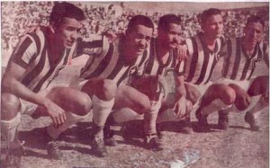 Ataque do Botafogo na virada de 5x3 : Paraguaio. Geninho. Pirilo. Otavio e Braguinha.